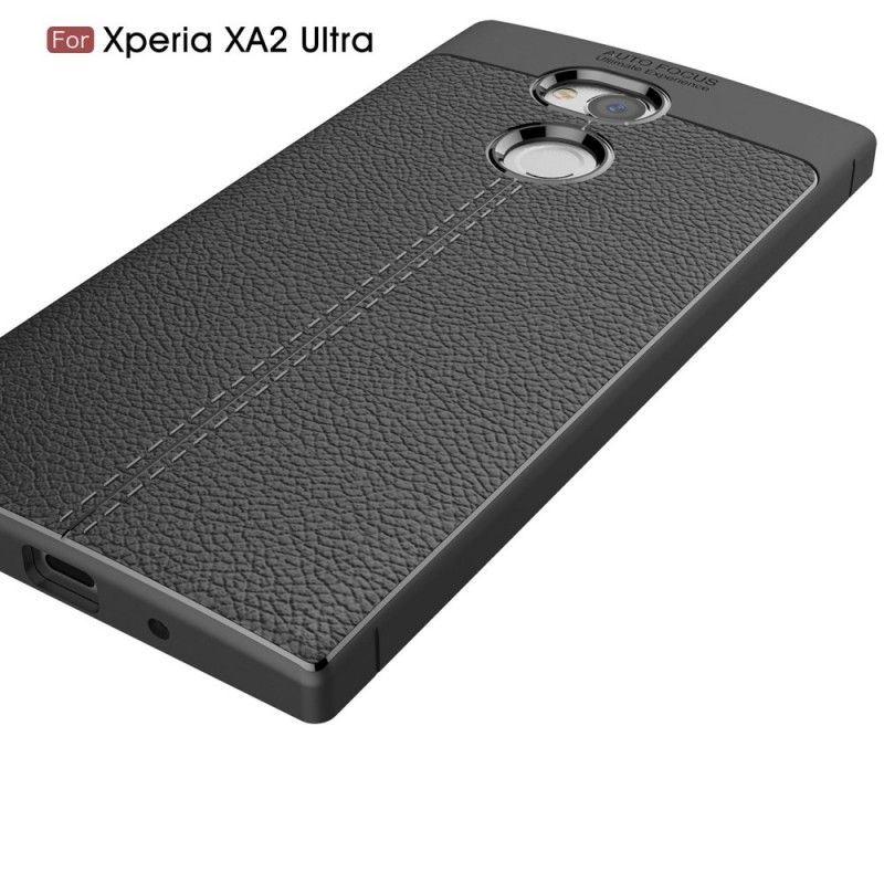 Hülle Sony Xperia XA2 Ultra Grau Doppellinien-Litschileder-Effekt
