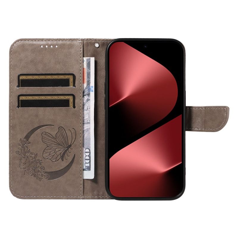 Lederhüllen Huawei Pura 80 Pro Handyhülle Grafischer Schmetterling