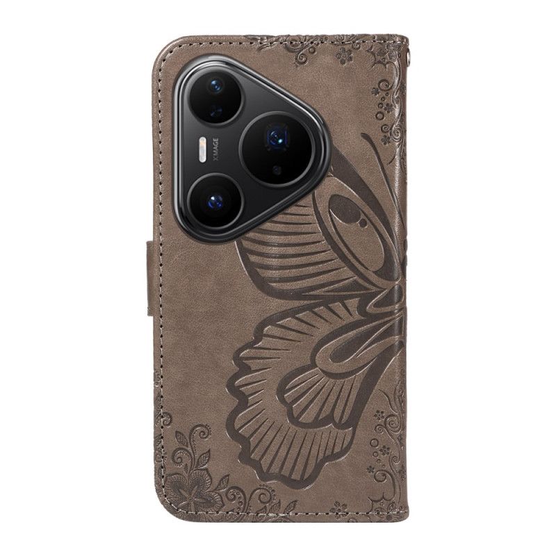 Lederhüllen Huawei Pura 80 Pro Handyhülle Grafischer Schmetterling