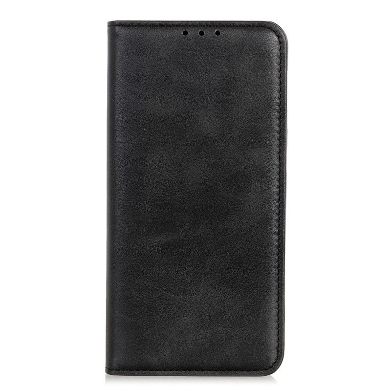 Flip Case Für Samsung Galaxy A41 Schwarz Gespaltenes Leder
