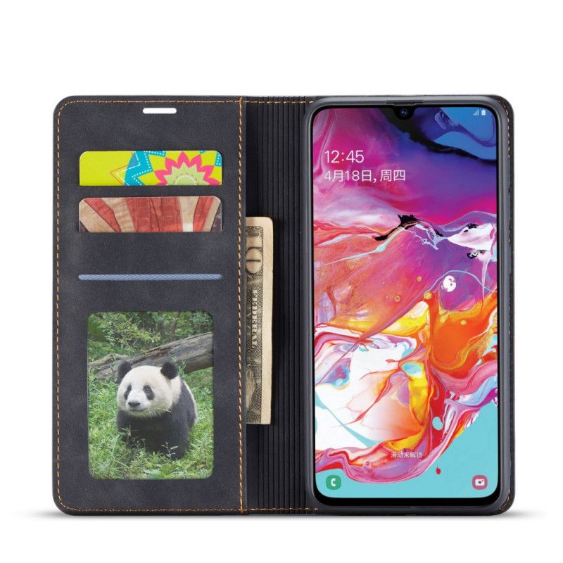 Flip Case Samsung Galaxy A41 Schwarz Handyhülle Forwenw Ledereffekt