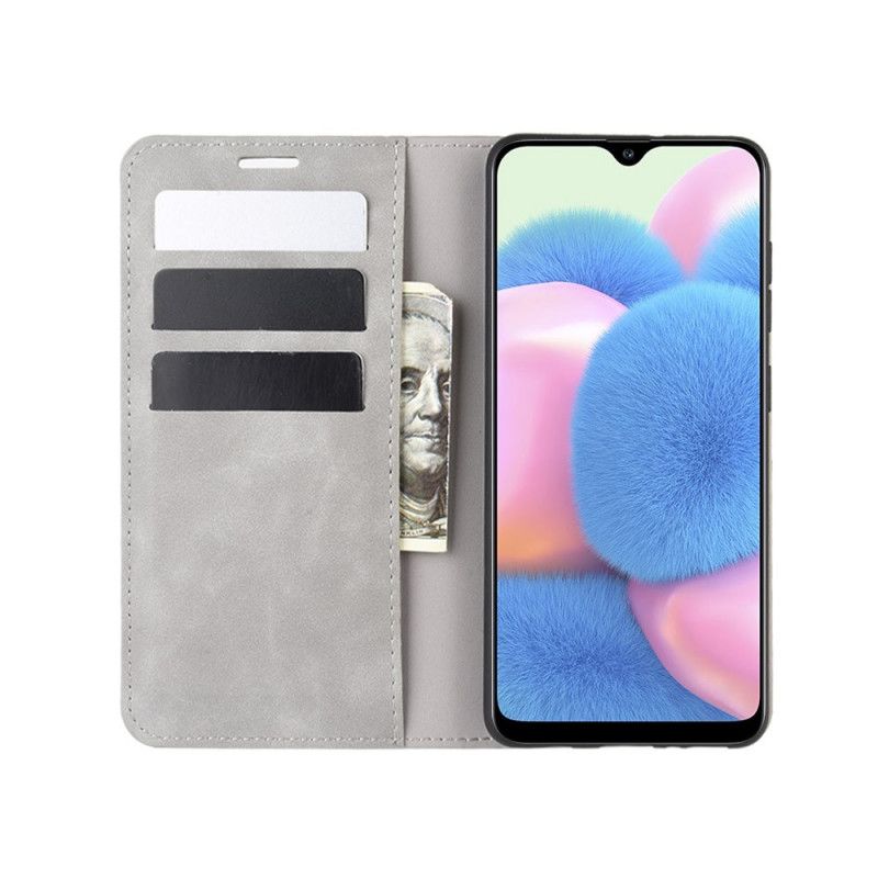 Flip Case Samsung Galaxy A41 Schwarz Weicher Ledereffekt