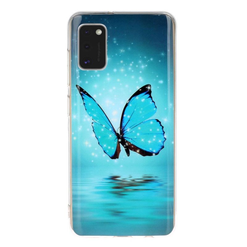 Hülle Für Samsung Galaxy A41 Fluoreszierender Blauer Schmetterling