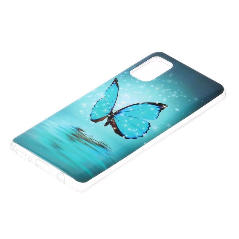 Hülle Für Samsung Galaxy A41 Fluoreszierender Blauer Schmetterling