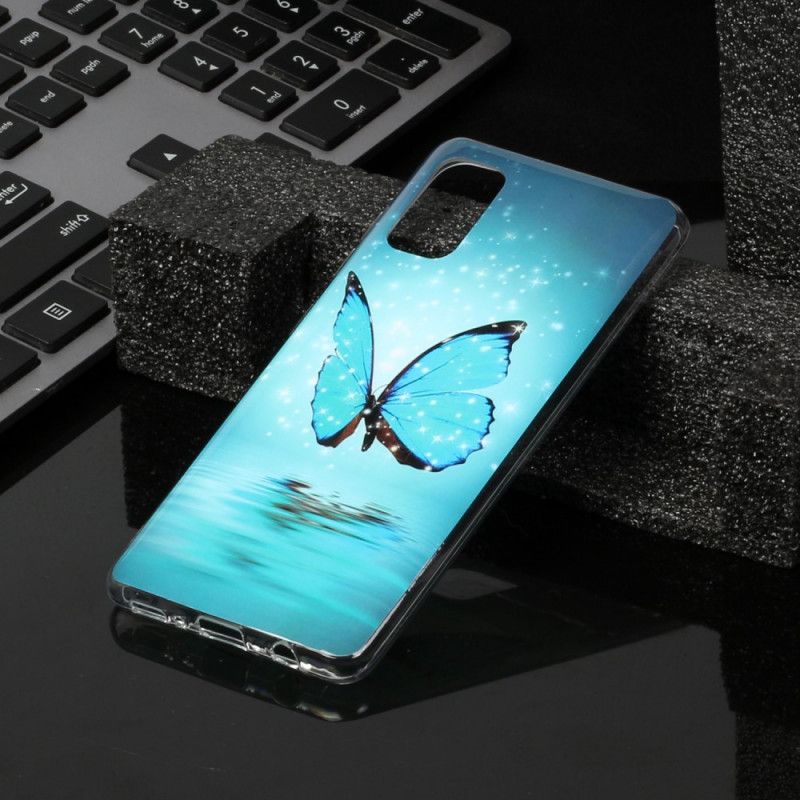 Hülle Für Samsung Galaxy A41 Fluoreszierender Blauer Schmetterling