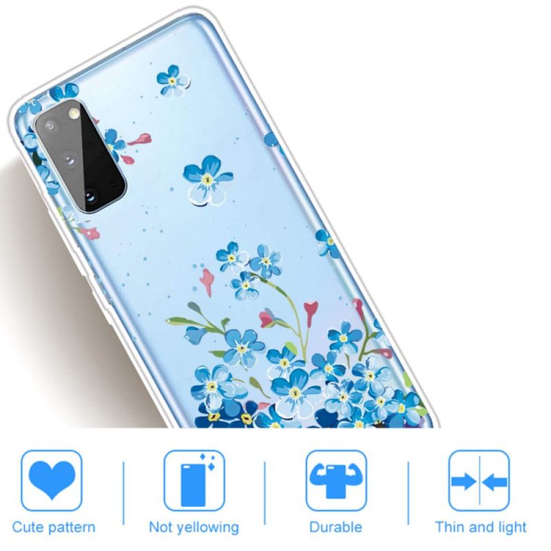 Hülle Samsung Galaxy A41 Blaue Blüten