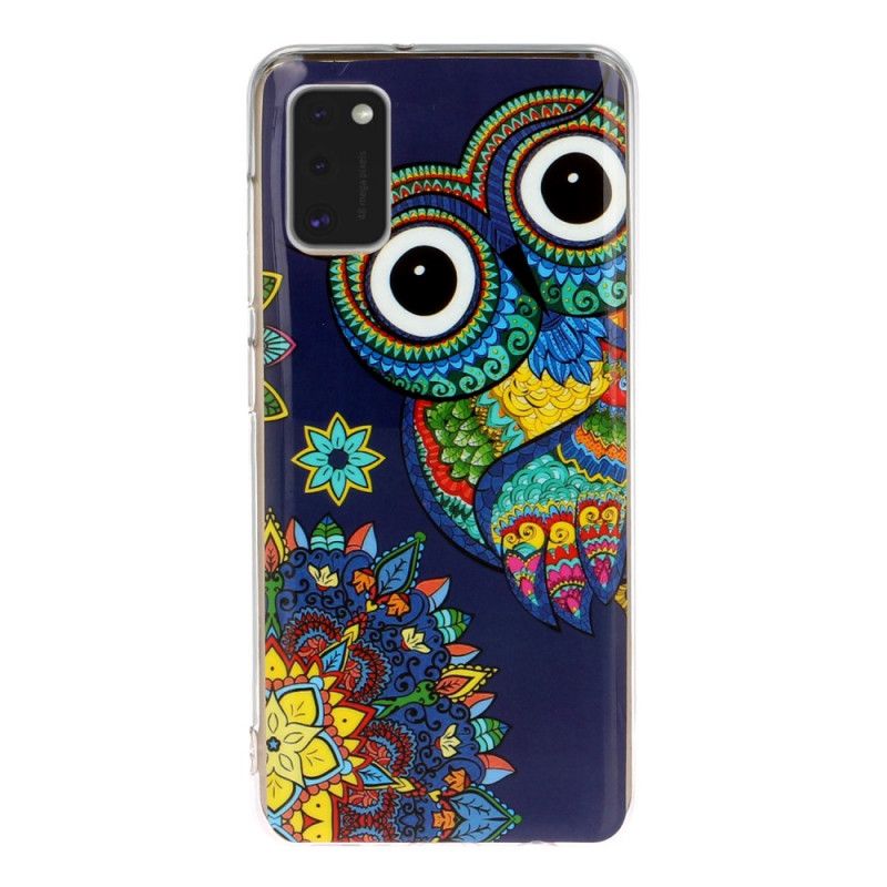 Hülle Samsung Galaxy A41 Fluoreszierende Mandala-Eule