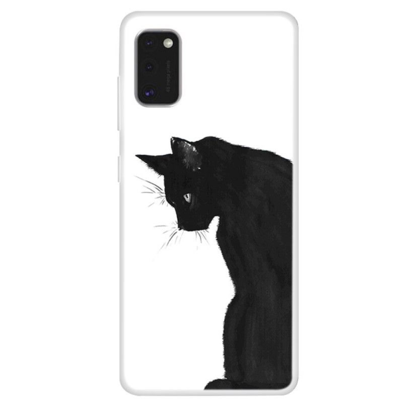 Hülle Samsung Galaxy A41 Nachdenkliche Schwarze Katze