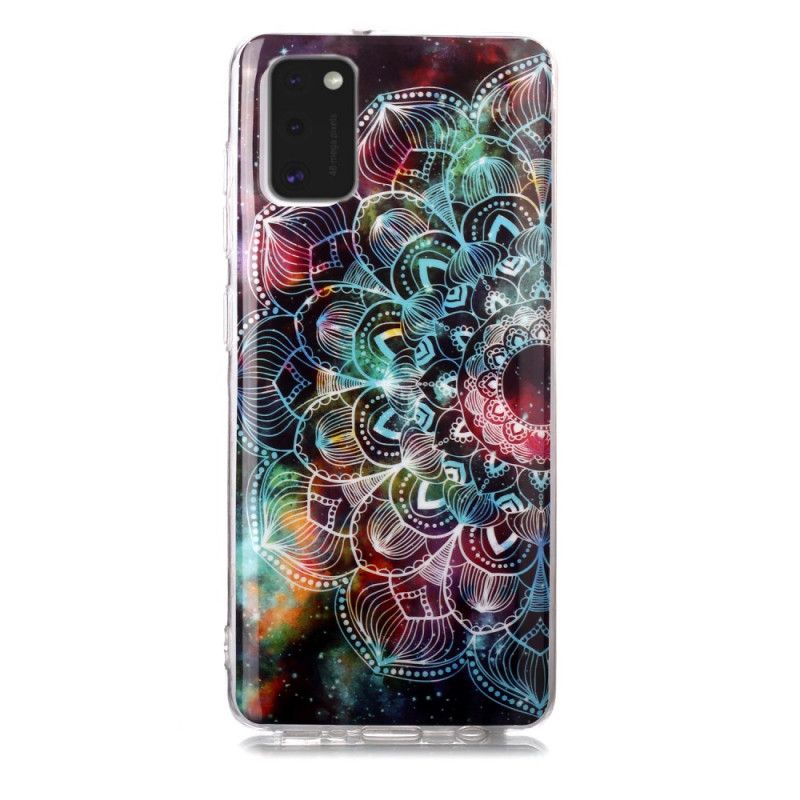 Hülle Samsung Galaxy A41 Schwarz Fluoreszierende Blumenserie