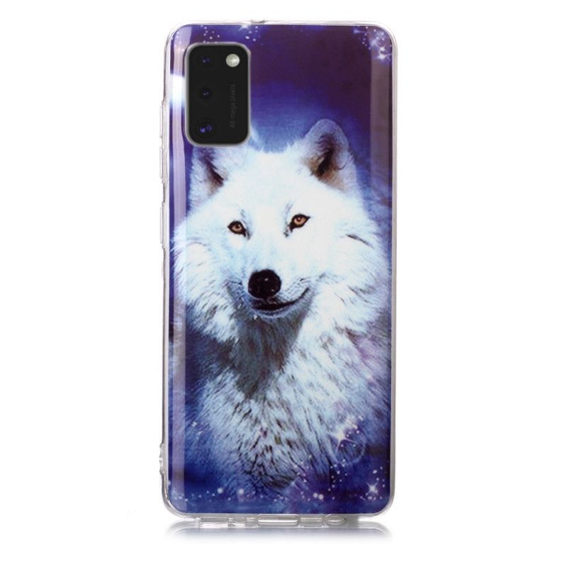 Hülle Samsung Galaxy A41 Schwarz Fluoreszierende Wolfsreihe