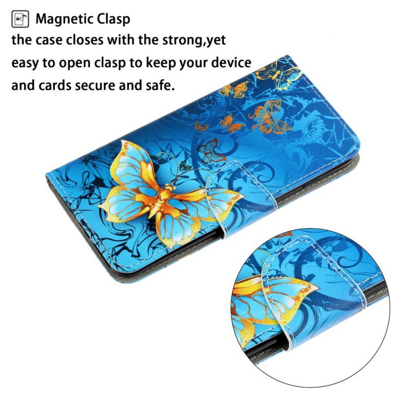 Lederhüllen Für Samsung Galaxy A41 Schwarz Schmetterlingsvariationen Mit Tanga