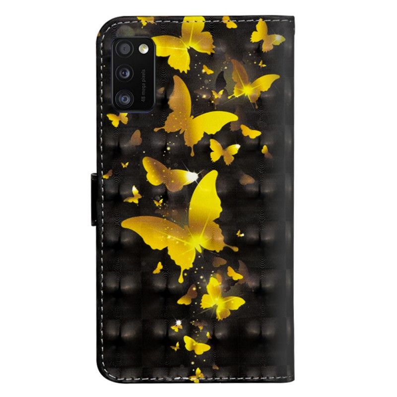 Lederhüllen Samsung Galaxy A41 Gelbe Schmetterlinge