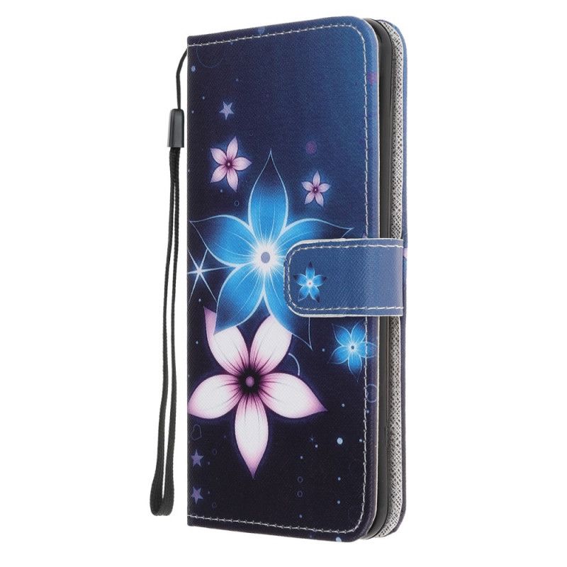 Lederhüllen Samsung Galaxy A41 Handyhülle Mondblumen Mit Tanga