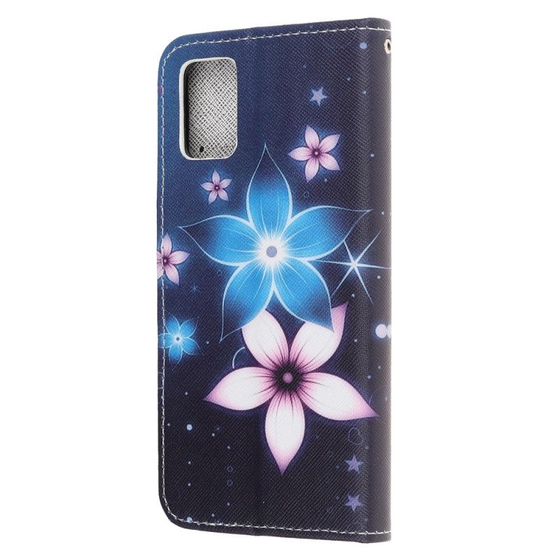 Lederhüllen Samsung Galaxy A41 Handyhülle Mondblumen Mit Tanga