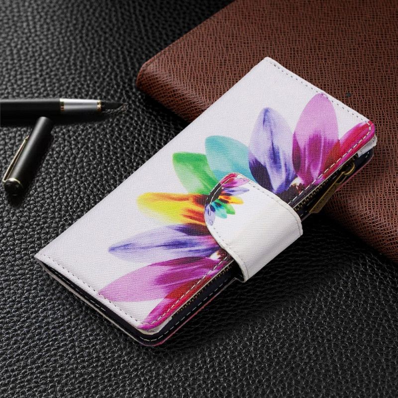 Lederhüllen Samsung Galaxy A41 Schwarz Handyhülle Blumentasche Mit Reißverschluss