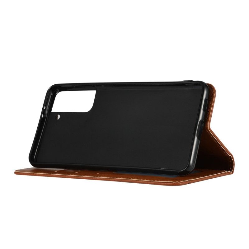Flip Case Für Samsung Galaxy S21 5G Schwarz Kartenhalter Aus Kunstleder