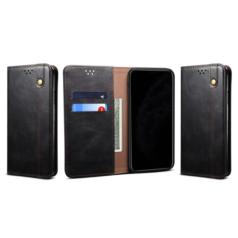 Flip Case Samsung Galaxy S21 5G Schwarz Gewachstes Kunstleder