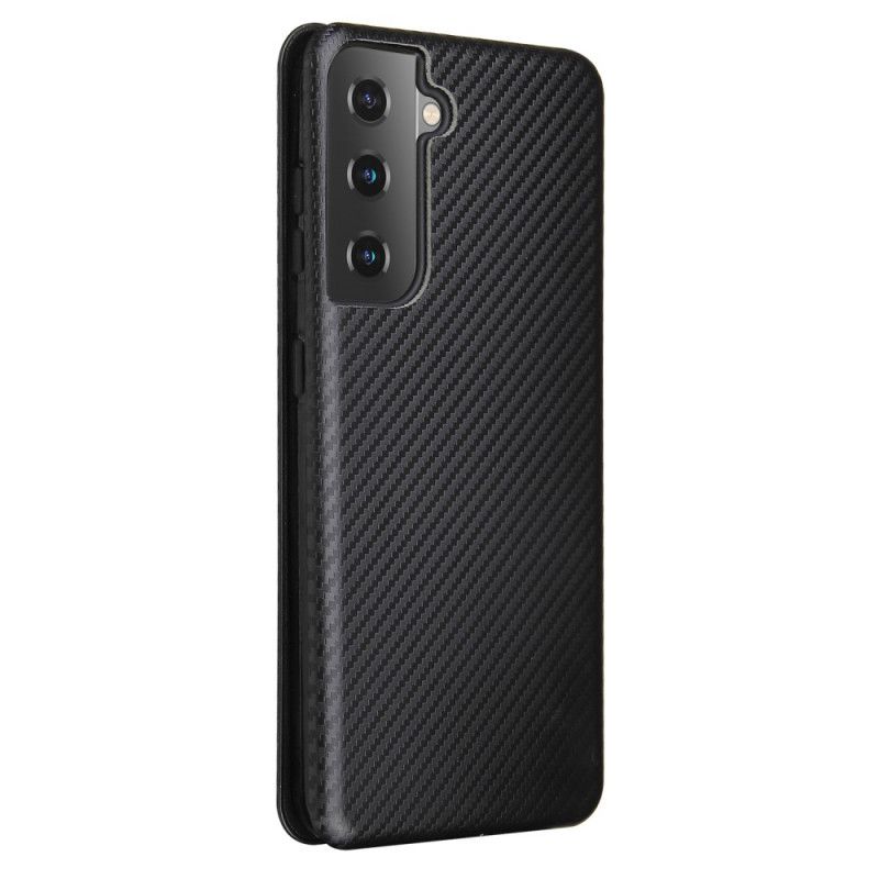 Flip Case Samsung Galaxy S21 5G Schwarz Handyhülle Kohlefaser