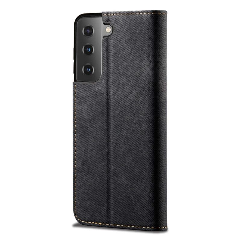 Flip Case Samsung Galaxy S21 5G Schwarz Jeansstoff