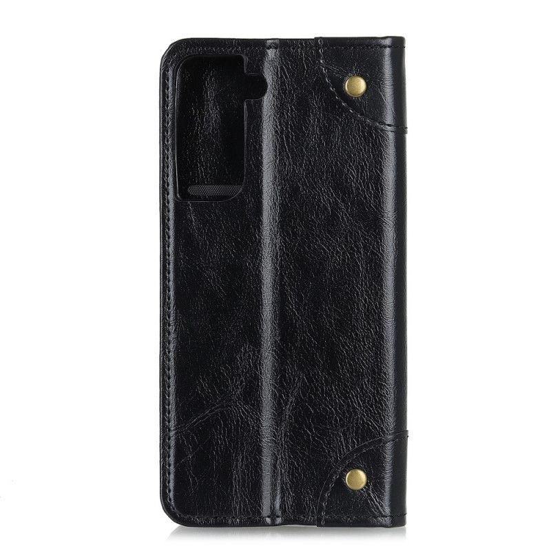 Flip Case Samsung Galaxy S21 5G Schwarz Nappalederstil