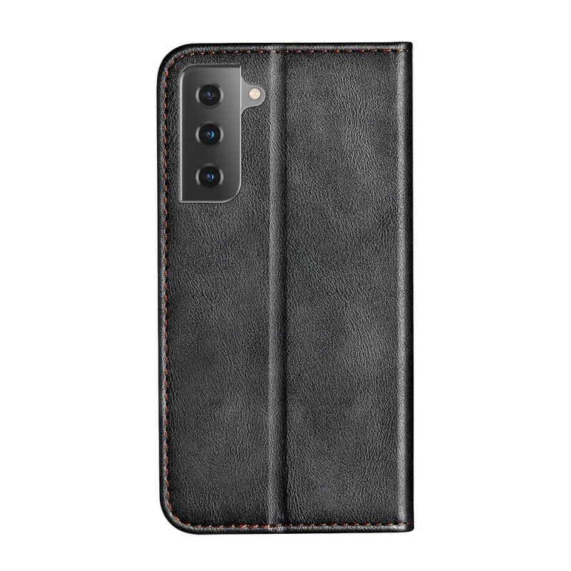 Flip Case Samsung Galaxy S21 5G Schwarz Zweifarbiger Ledereffekt