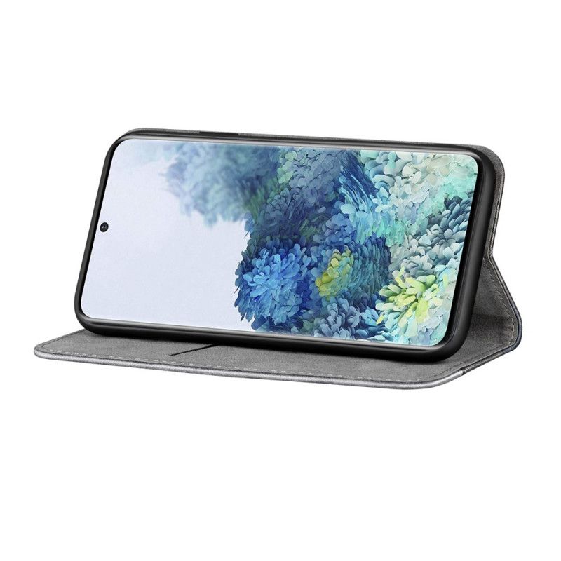 Flip Case Samsung Galaxy S21 5G Schwarz Zweifarbiger Ledereffekt