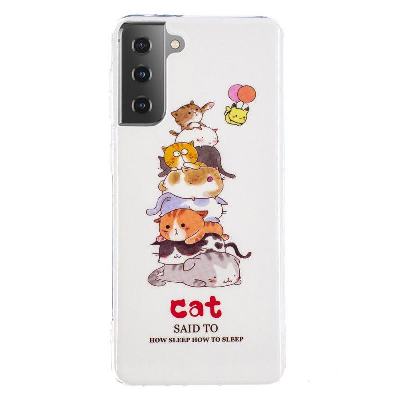 Hülle Für Samsung Galaxy S21 5G Fluoreszierende Katzen
