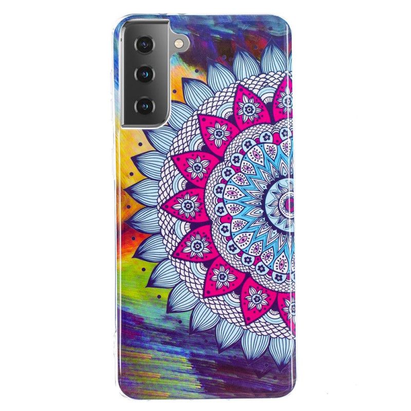Hülle Für Samsung Galaxy S21 5G Fluoreszierendes Farbiges Mandala