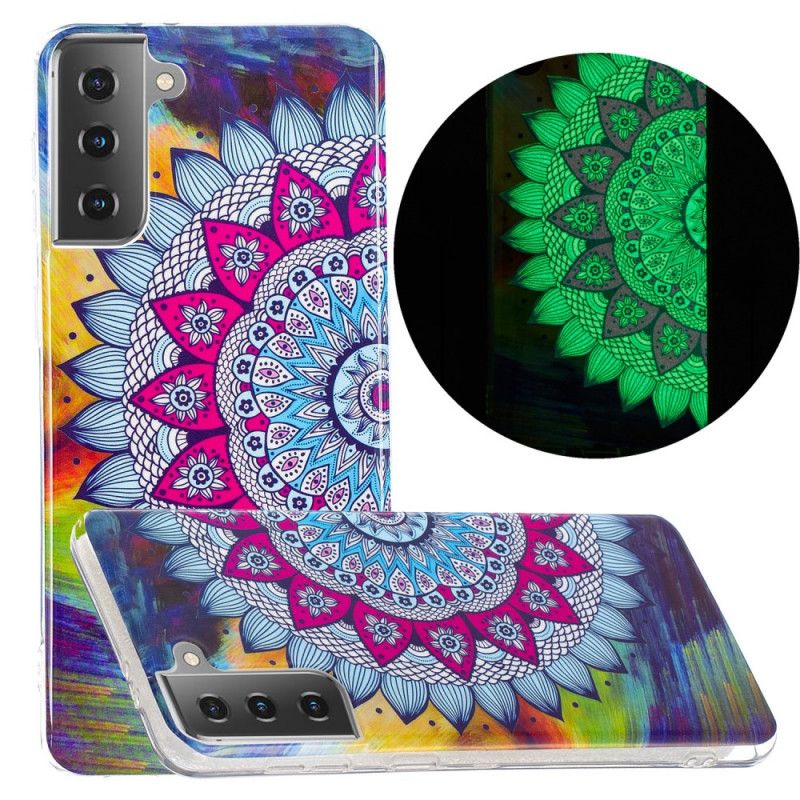 Hülle Für Samsung Galaxy S21 5G Fluoreszierendes Farbiges Mandala