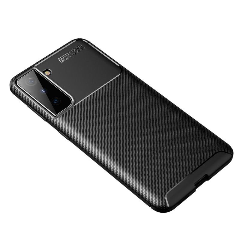 Hülle Für Samsung Galaxy S21 5G Schwarz Flexible Kohlefasertextur