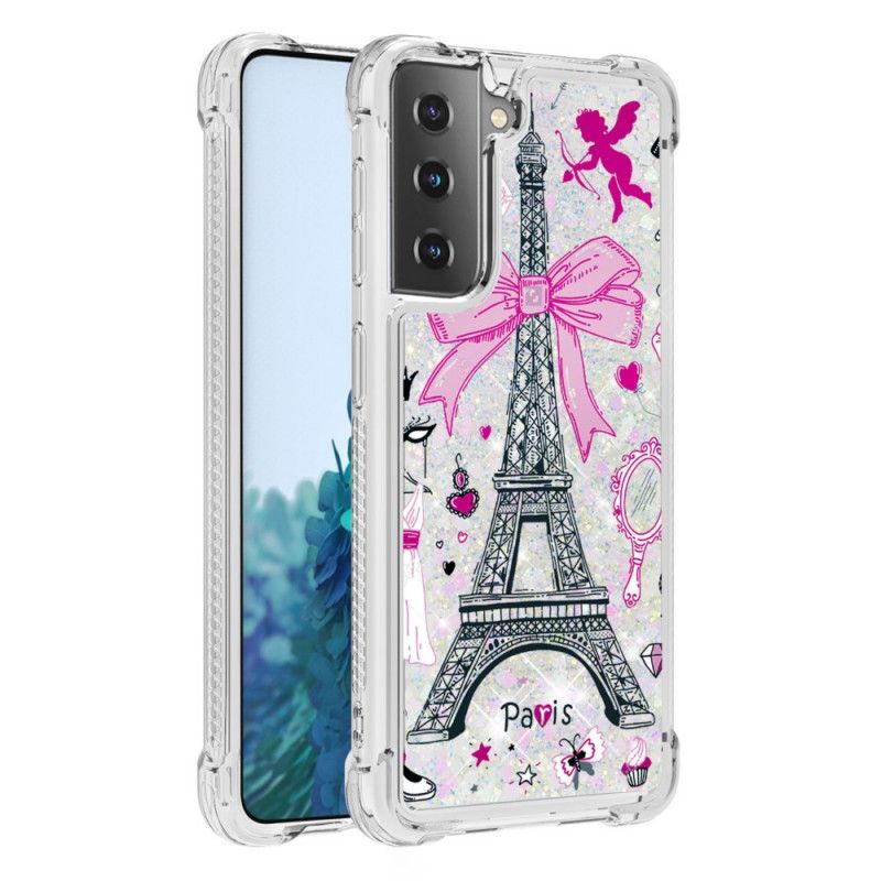 Hülle Samsung Galaxy S21 5G Der Eiffelturm Glitzert