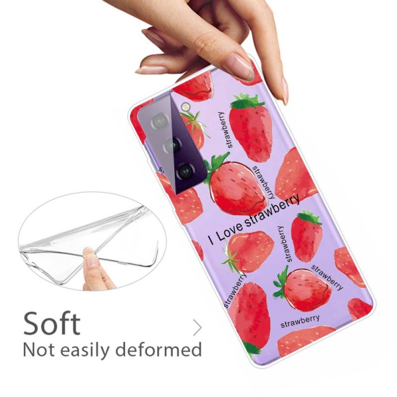 Hülle Samsung Galaxy S21 5G Erdbeeren / Ich Liebe Erdbeeren