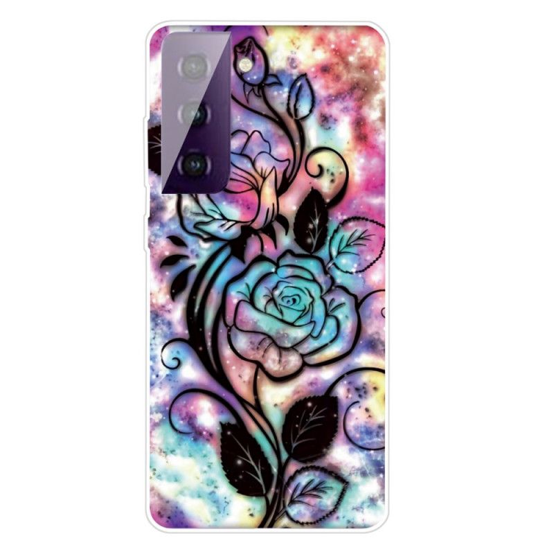 Hülle Samsung Galaxy S21 5G Grafische Blume