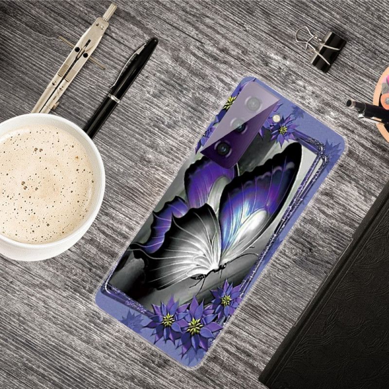 Hülle Samsung Galaxy S21 5G Königlicher Schmetterling