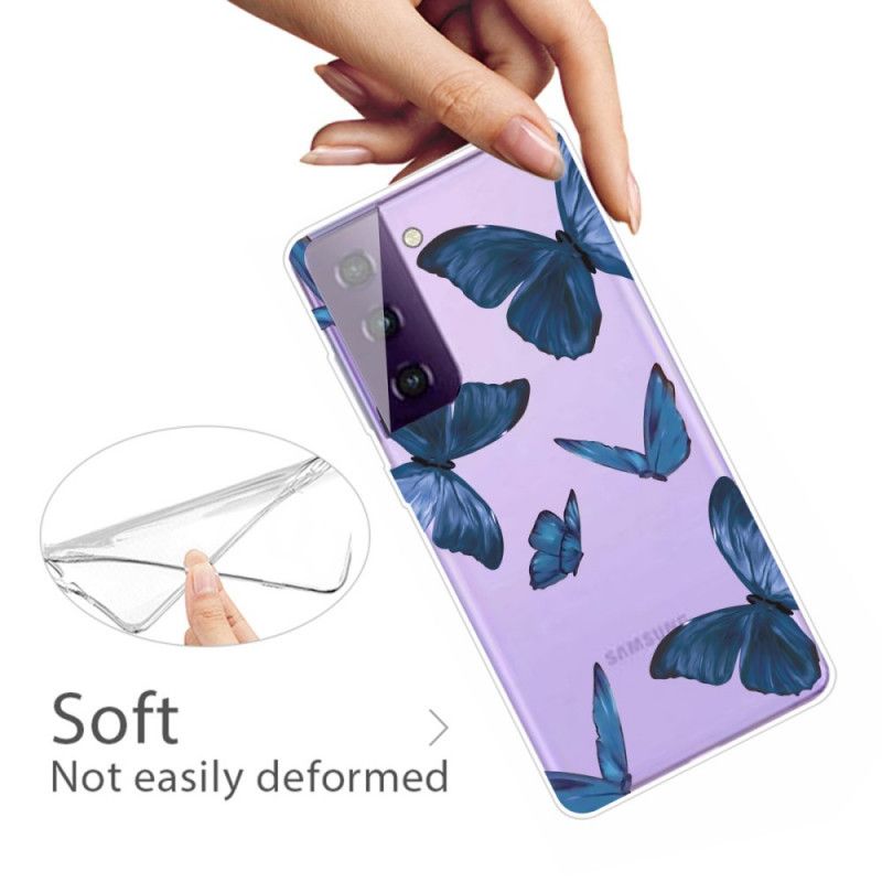 Hülle Samsung Galaxy S21 5G Pink Wilde Schmetterlinge