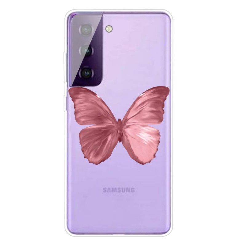 Hülle Samsung Galaxy S21 5G Pink Wilde Schmetterlinge