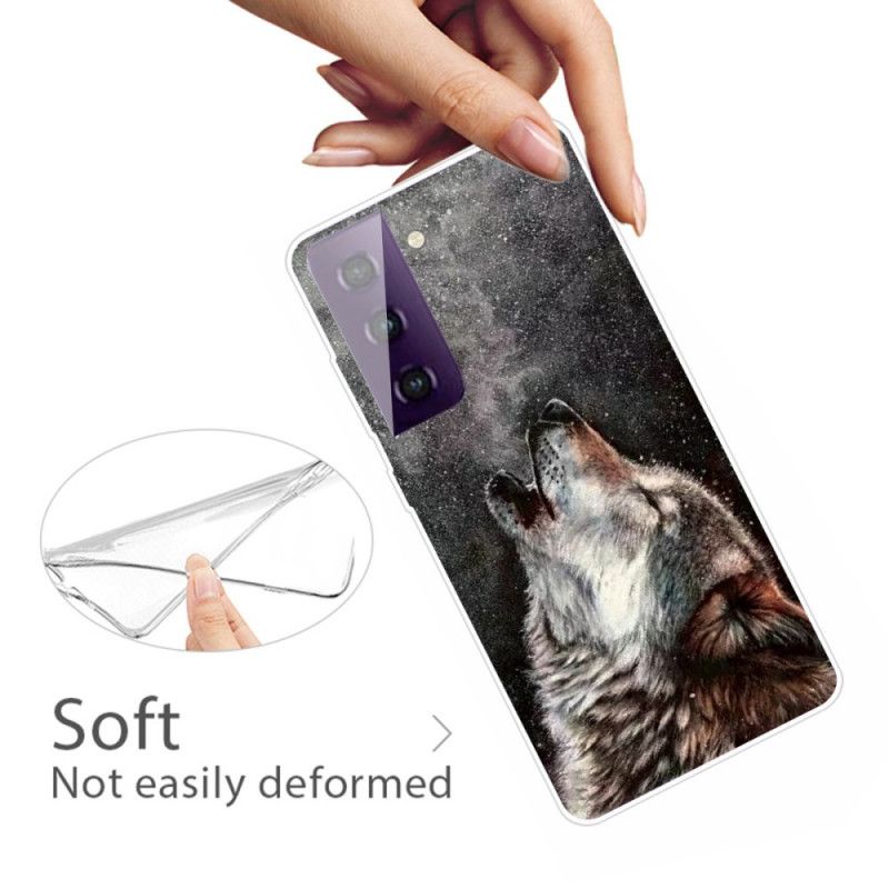 Hülle Samsung Galaxy S21 5G Schwarz Erhabener Wolf