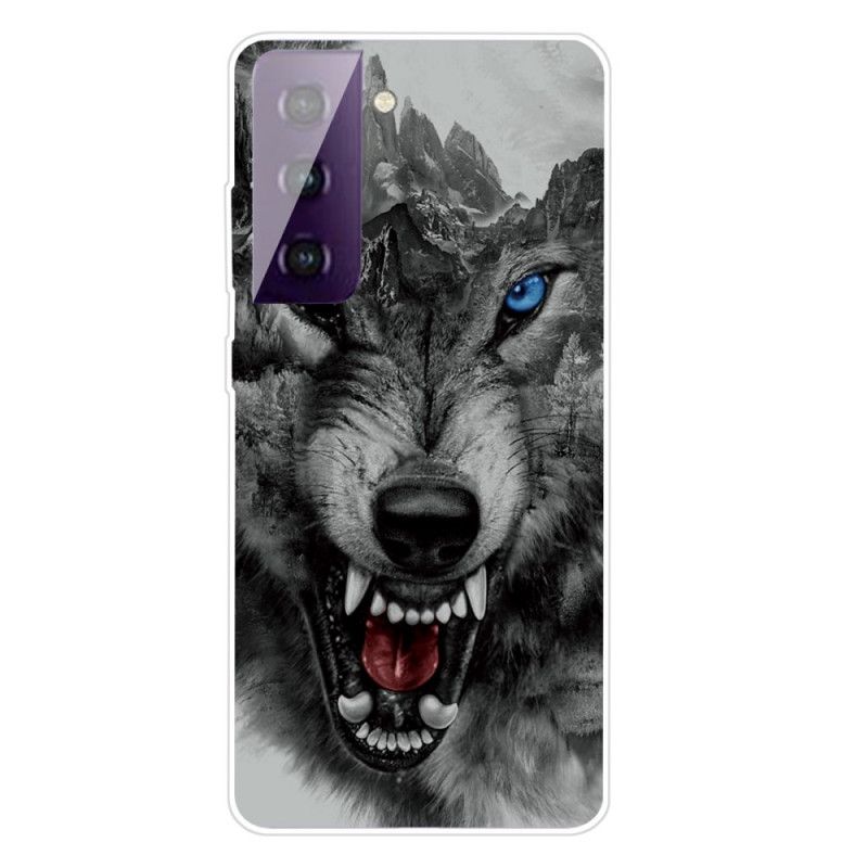 Hülle Samsung Galaxy S21 5G Schwarz Erhabener Wolf
