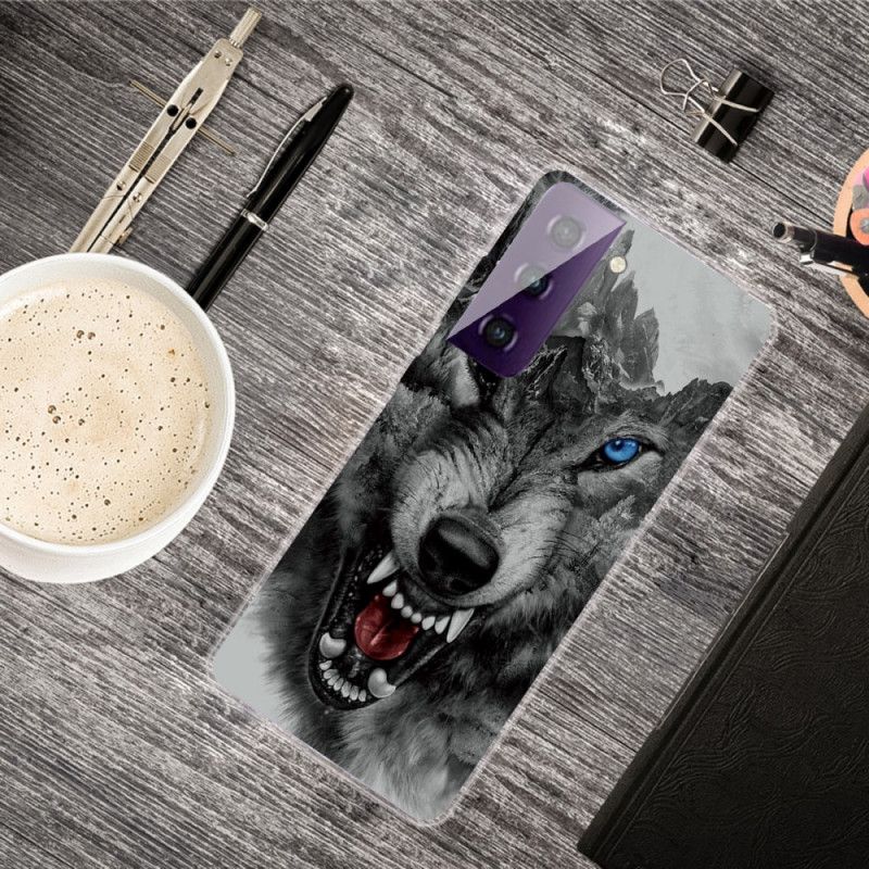 Hülle Samsung Galaxy S21 5G Schwarz Erhabener Wolf