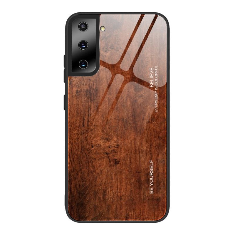 Hülle Samsung Galaxy S21 5G Schwarz Gehärtetes Glas Im Holzdesign