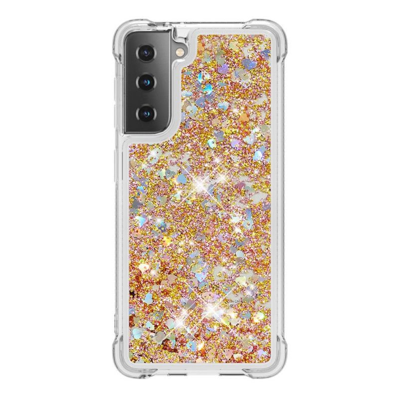 Hülle Samsung Galaxy S21 5G Weiß Wunschglitter