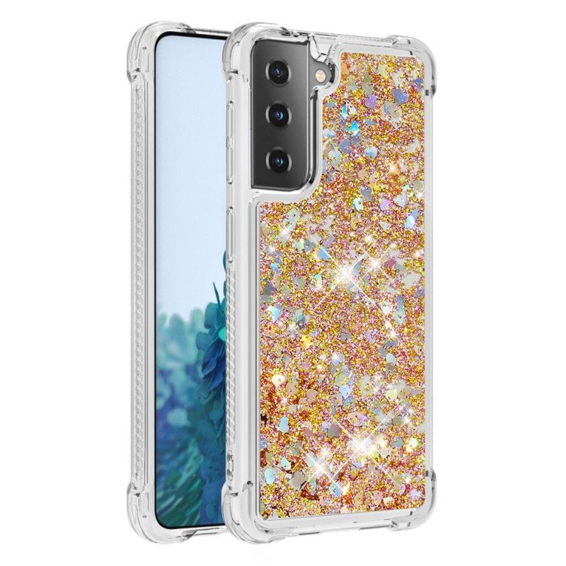 Hülle Samsung Galaxy S21 5G Weiß Wunschglitter