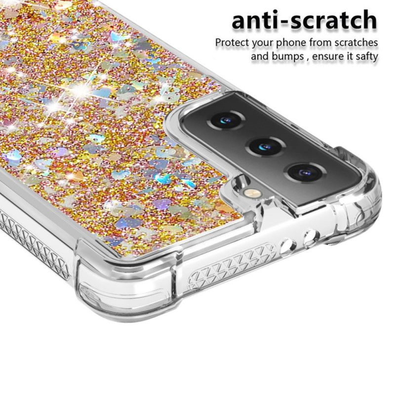 Hülle Samsung Galaxy S21 5G Weiß Wunschglitter