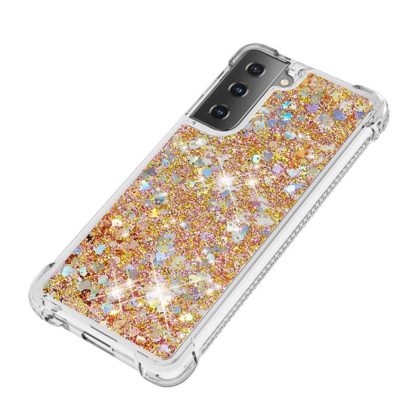 Hülle Samsung Galaxy S21 5G Weiß Wunschglitter