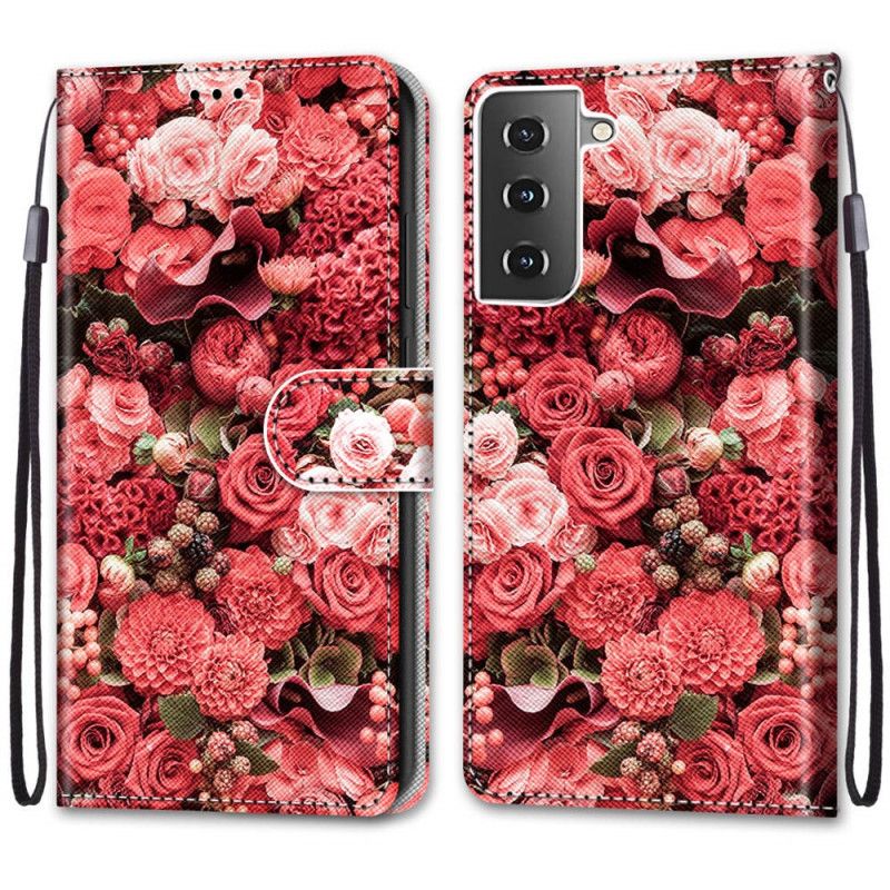 Lederhüllen Für Samsung Galaxy S21 5G Blumenromantik