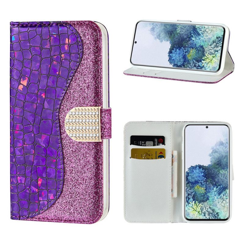 Lederhüllen Samsung Galaxy S21 5G Grün Krokodildiamanten