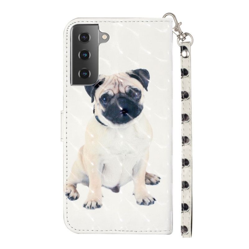 Lederhüllen Samsung Galaxy S21 5G Lichtpunkte Des Hundes Mit Riemen
