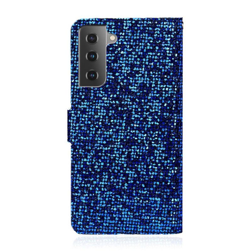 Lederhüllen Samsung Galaxy S21 5G Schwarz Glitzer-Design