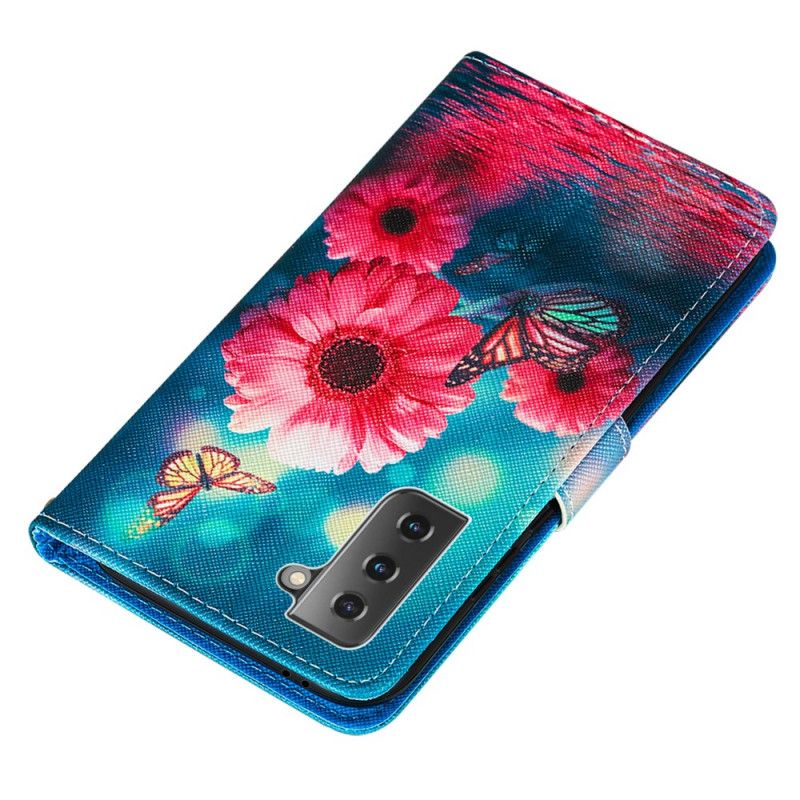 Lederhüllen Samsung Galaxy S21 5G Schwarz Warum Nicht Schmetterlinge?