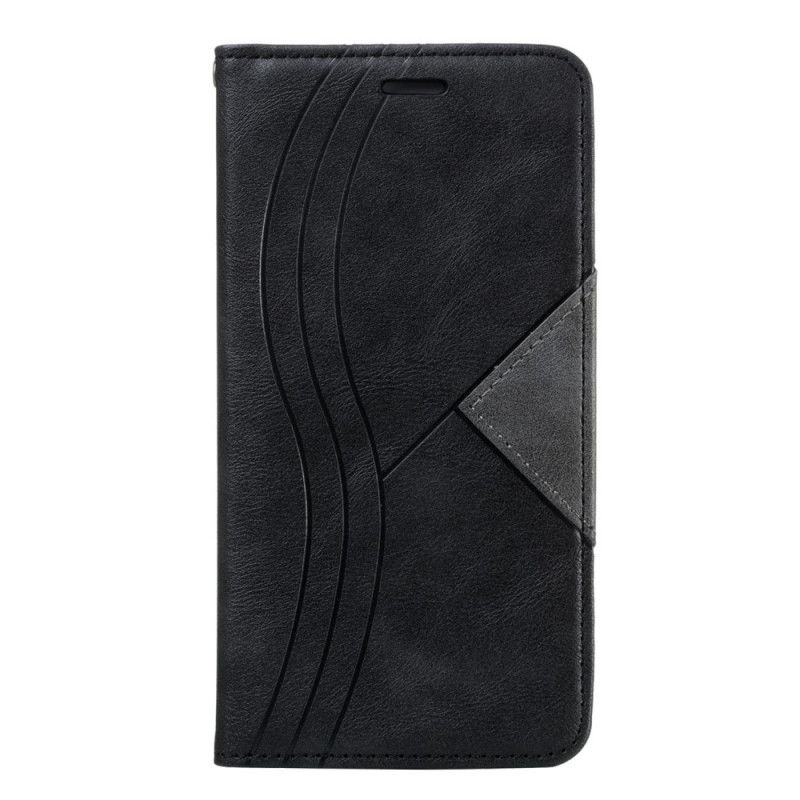 Flip Case Für Xiaomi Redmi Note 9S / Note 9 Pro Schwarz Wellenlederstil